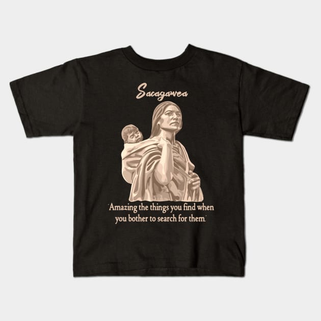 Sacagawea Portrait Kids T-Shirt by Slightly Unhinged